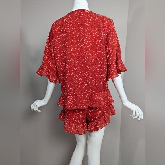 Sabo Shorts One piece Romper Playsuit Red Dotted XS - Picture 6 of 10